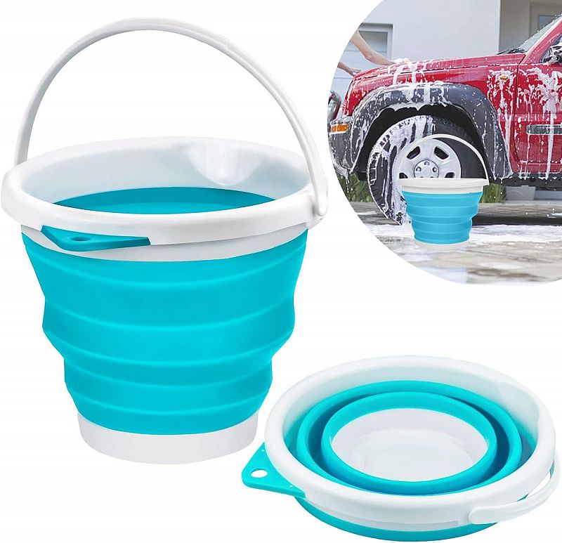 Balde Plegable Silicona Limpieza Playa Portatil 10 Litros