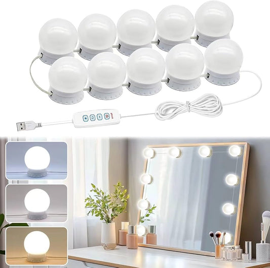 10 LUCES LED CON CHUPETE  HOLLYWOOD PARA ESPEJO
