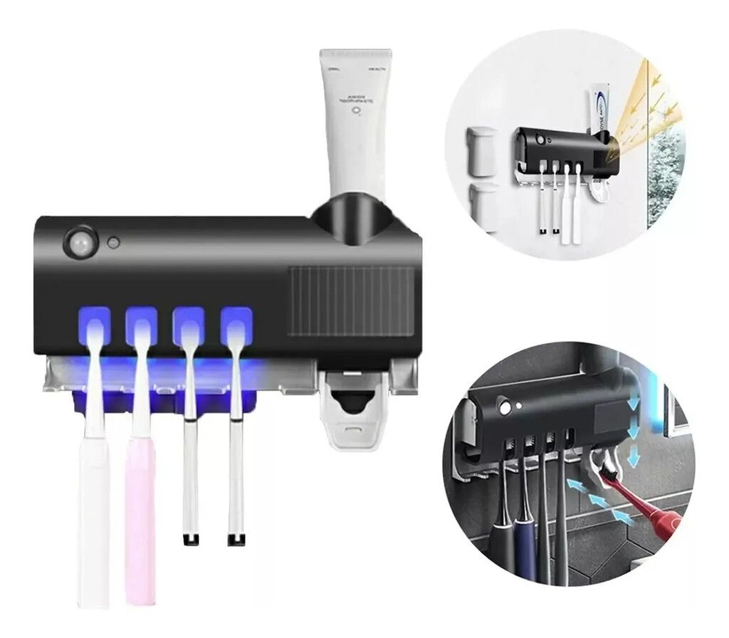 Dispenser Pasta Dental Porta Cepillo 2 En 1 Uv Dientes