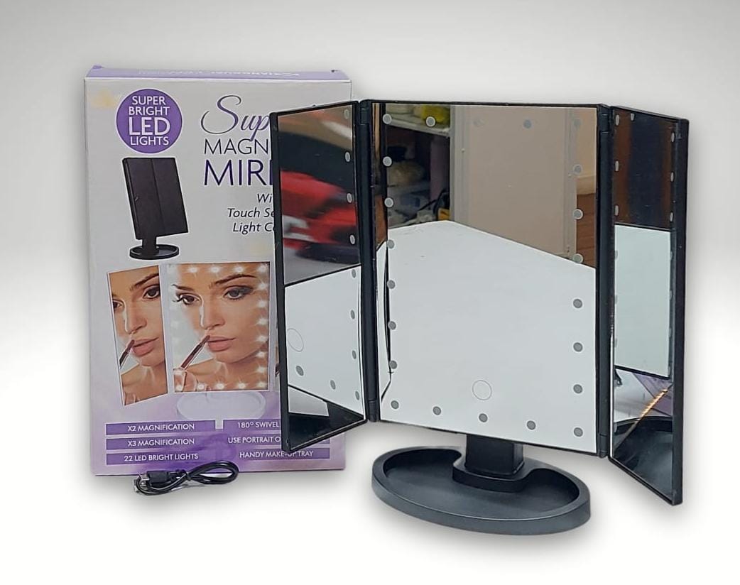 ESPEJO LUZ LED C/BASE - 3 PANELES