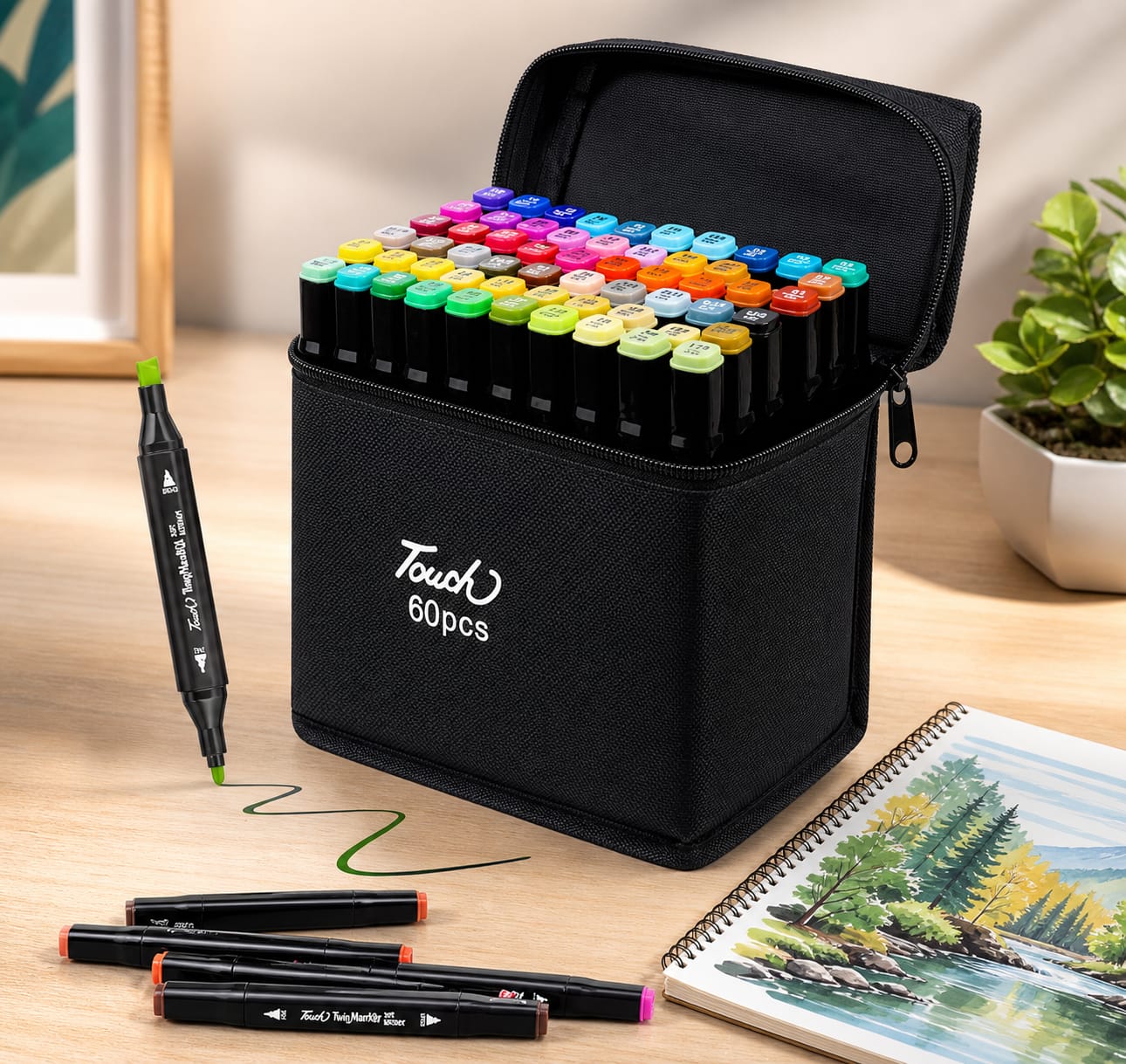 SET MAXIMUS de 60 MARCADORES Doble Punta + Bolso Organizador