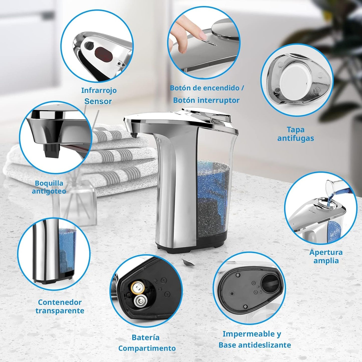 DISPENSADOR AUTOMATICO DE JABÓN + PILAS + ENVIO GRATIS HASTA TU DOMICILIO